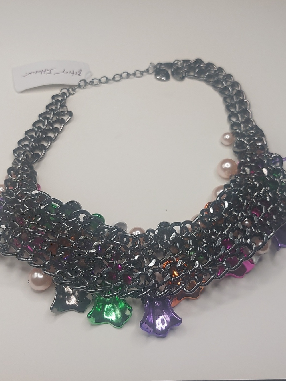 Betsey Johnson Halloween Colorful Ghosts Chunky Bib Statement Necklace - Picture 12 of 16